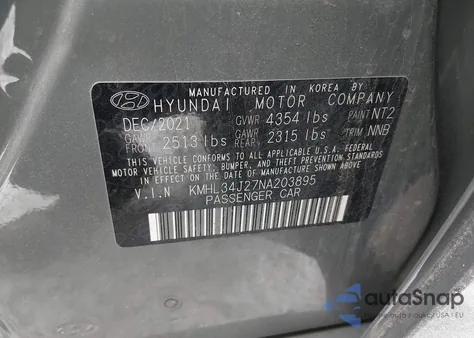 2022 Hyundai Sonata Limited z USA, uszkodzony, nr VIN KMHL34J27NA203895
